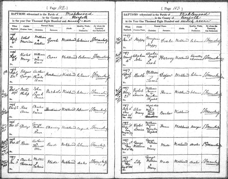 NICHOLS (BERTIE PHILIP) 1898 BAPTISM